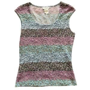 Wrapper Metallic Lace Pastel Top Cap Sleeve Y2K Style Made in USA L